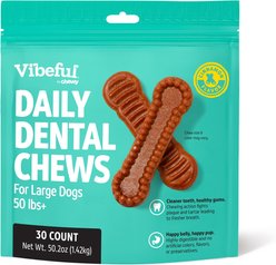 Vibeful Large Daily Dental Chews for Dogs, Cinnamon Flavor, 30 count