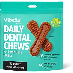 Vibeful Large Daily Dental Chews for Dogs, Cinnamon Flavor, 30 count