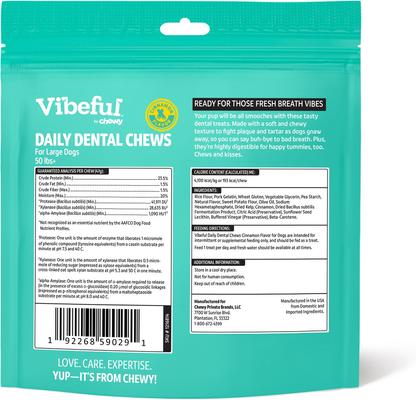 Show full view: Vibeful Large Daily Dental Chews for Dogs, Cinnamon Flavor, 30 count slide 3 of 10