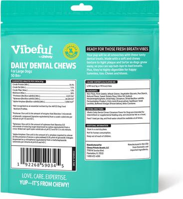 Show full view: Vibeful Large Daily Dental Chews for Dogs, Cinnamon Flavor, 7 count slide 3 of 10