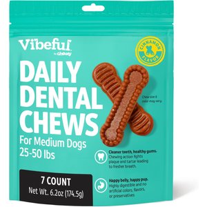Vibeful Medium Daily Dental Chews for Dogs, Cinnamon Flavor, 7 count