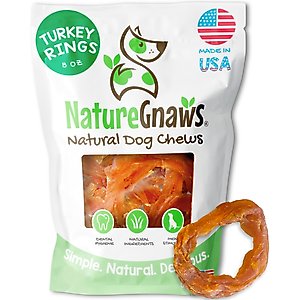 Nature Gnaws USA Turkey Rings Natural Dog Chew Treats, 8-oz bag