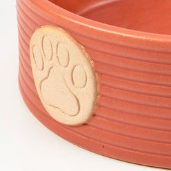 Primitives By Kathy Paw Print Ceramic Dog Bowl, Orange, 4-cup slide 2 of 3