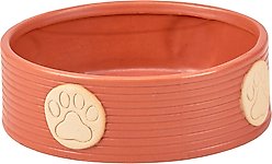 Primitives By Kathy Paw Print Ceramic Dog Bowl, Orange, 4-cup