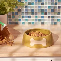 Primitives By Kathy Bone Ceramic Dog Bowl, Green, 4-cup