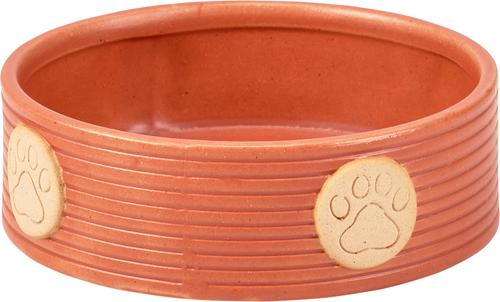 Show full view: Primitives By Kathy Paw Print Ceramic Dog Bowl, Orange, 2-cup slide 2 of 3