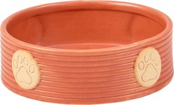 Primitives By Kathy Paw Print Ceramic Dog Bowl, Orange, 2-cup