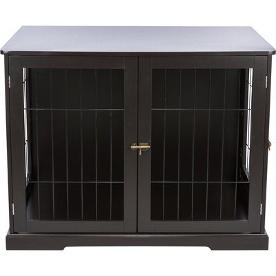 TRIXIE TRIXIE Wood & Wire Furniture Side Table Pet Crate, Large, Espresso Brown