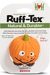 HuggleHounds Gourdie Ruff-Tex Squeaky Ball Dog & Cat Toy, Orange, Small slide 2 of 7