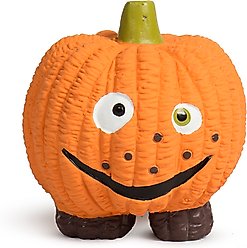 HuggleHounds Gourdie Ruff-Tex Squeaky Ball Dog & Cat Toy, Orange, Small