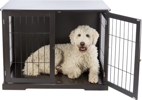 Show full view: TRIXIE Wood & Wire Furniture Side Table Pet Crate, Large, Espresso Brown slide 2 of 9