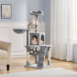 Yaheetech 54-in Plush Multi-Cat Kitten Tree & Condo, Light Gray slide 1 of 7