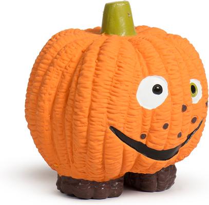 Show full view: HuggleHounds Gourdie Ruff-Tex Squeaky Ball Dog & Cat Toy, Orange, Small slide 2 of 8