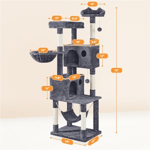 Yaheetech Multi-Level Cat Tree, 73-in, Dark Gray