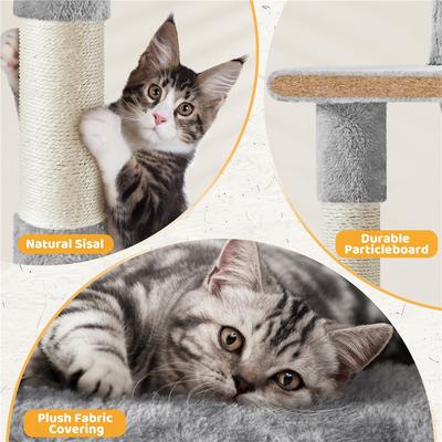 Show full view: Yaheetech 54-in Plush Multi-Cat Kitten Tree & Condo, Light Gray slide 5 of 10