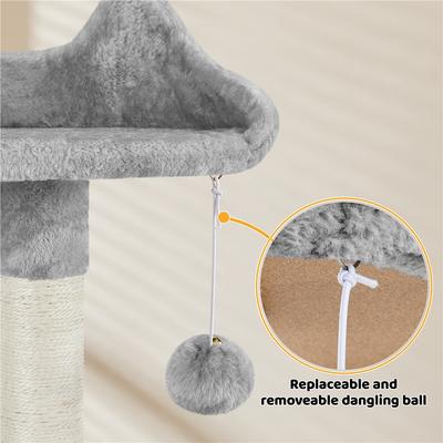 Show full view: Yaheetech 54-in Plush Multi-Cat Kitten Tree & Condo, Light Gray slide 6 of 10