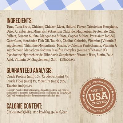 Show full view: Merrick Purrfect Bistro Grain-Free Tuna Pate Canned Cat Food, 3-oz can, case of 3 slide 7 of 13