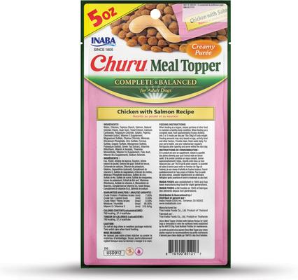 Show full view: Inaba Churu Chicken with Salmon Recipe Dog Food Topper, 1.69-oz tube, 18 count slide 3 of 10