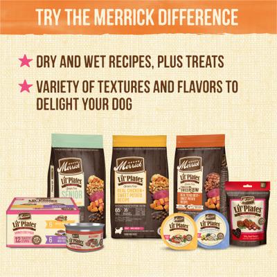 Show full view: Merrick Lil' Plates Petite Pates Premium Grain-Free Turkey Dinner Wet Dog Food, 3-oz can, case of 3 slide 9 of 12