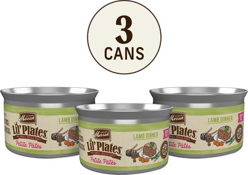 Show full view: Merrick Lil' Plates Petite Pates Premium Grain-Free Lamb Dinner Wet Dog Food, 3-oz can, case of 3 slide 3 of 12
