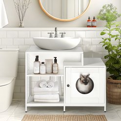 Cesicia Washroom Cat Litter Box Enclosure, White, 34.5-in
