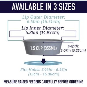 Leash Boss Raised Pet Feeders Slow Feed Dog Bowl, 1.5-cup, Gray