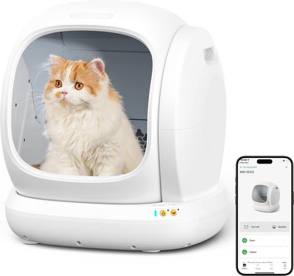 Show full view: Meowant Smart WiFi Enabled Automatic Self-Cleaning Cat Litter Box, White slide 8 of 11