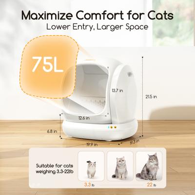 Show full view: Meowant Smart WiFi Enabled Automatic Self-Cleaning Cat Litter Box, White slide 2 of 11