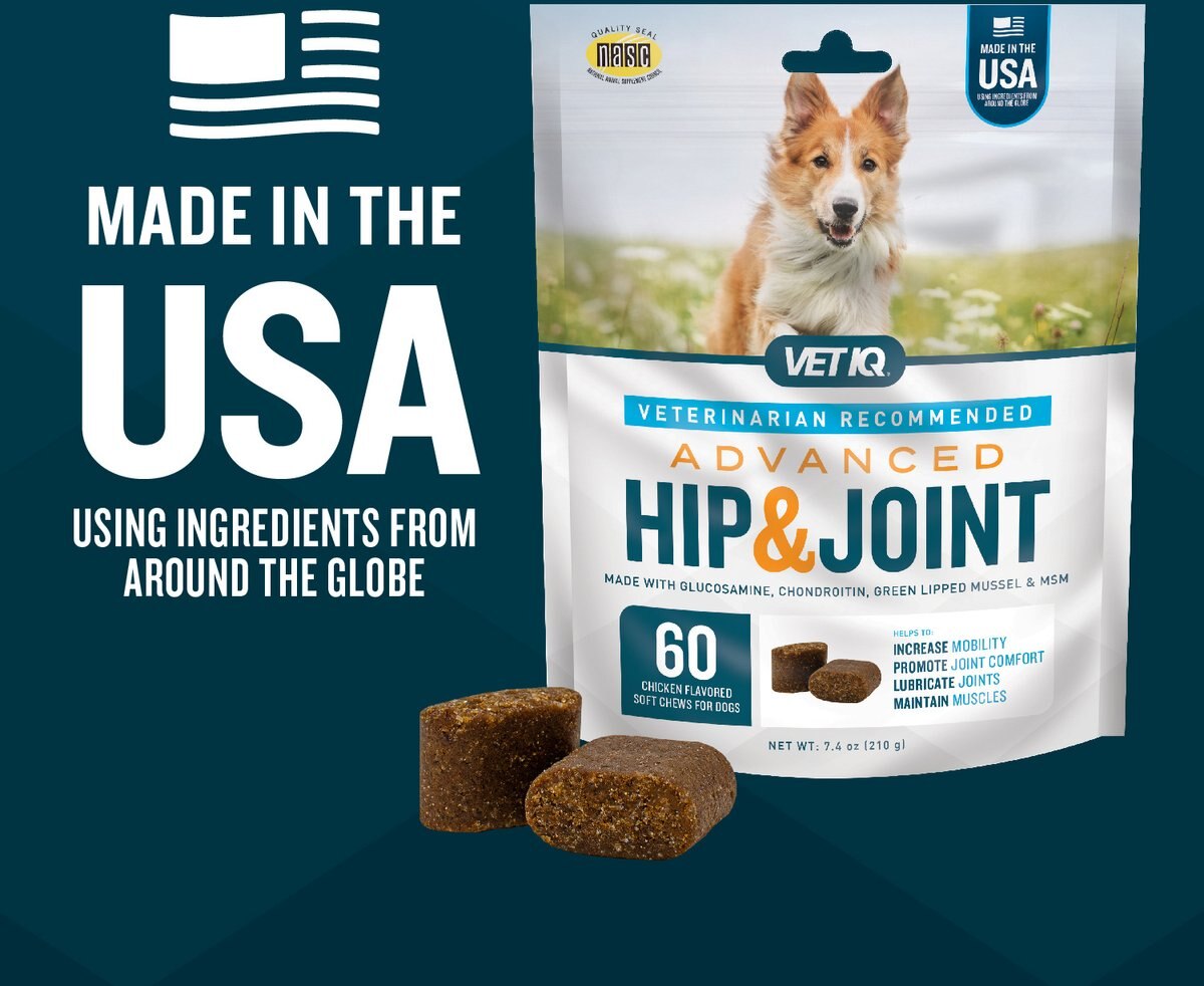 VetIQ Hip & Joint Health Chicken Flavored Chewable Tablet Supplement for Dogs