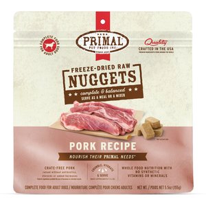 Primal Pork Formula Nuggets Grain-Free Raw Freeze-Dried Dog Food, 5.5-oz bag