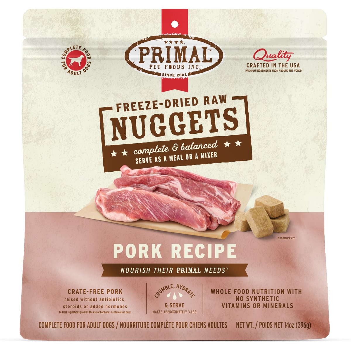 Primal Pork Formula Nuggets Grain-Free Raw Freeze-Dried Dog Food, 28-oz bundle