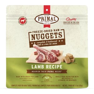 Primal Lamb Formula Nuggets Grain-Free Raw Freeze-Dried Dog Food, 5.5-oz bag