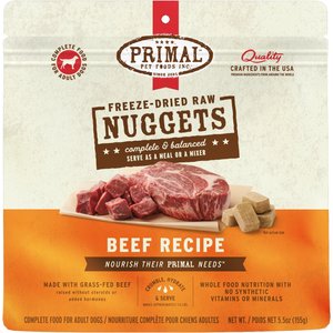 Primal Beef Formula Nuggets Grain-Free Raw Freeze-Dried Dog Food, 5.5-oz bag