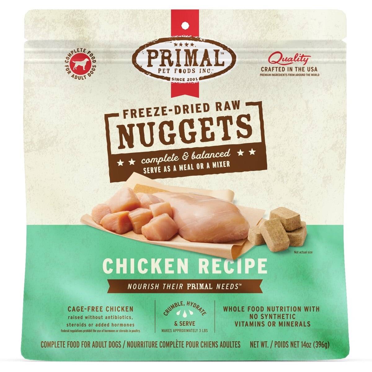 Primal Chicken Formula Nuggets Freeze-Dried Dog Food, 14-oz bag