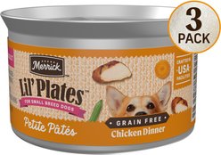 Merrick Lil' Plates Petite Pates Premium Grain-Free Chicken Dinner Wet Dog Food, 3-oz can, case of 3