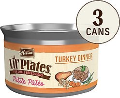 Merrick Lil' Plates Petite Pates Premium Grain-Free Turkey Dinner Wet Dog Food, 3-oz can, case of 3