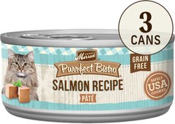 Merrick Purrfect Bistro Grain-Free Salmon Pate Canned Cat Food, 3-oz can, case of 3