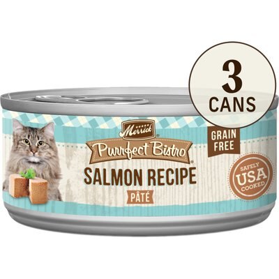 Merrick Merrick Purrfect Bistro Grain-Free Salmon Pate Canned Cat Food, 3-oz can, case of 3