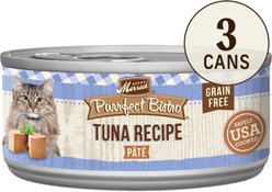 Merrick Purrfect Bistro Grain-Free Tuna Pate Canned Cat Food, 3-oz can, case of 3