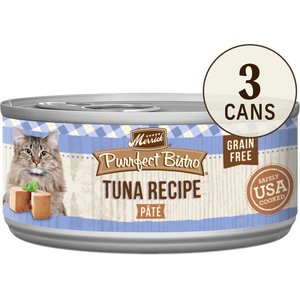 Merrick Purrfect Bistro Grain-Free Tuna Pate Canned Cat Food, 3-oz can, case of 3