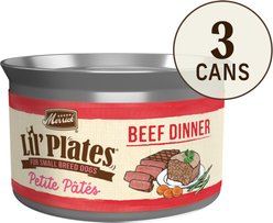 Merrick Lil' Plates Petite Pates Premium Grain-Free Beef Dinner Wet Dog Food, 3-oz can, case of 3