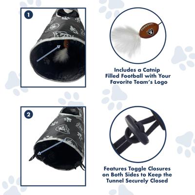 Show full view: Pets First Las Vegas Raiders Cat Tunnel Toy with Catnip slide 6 of 9