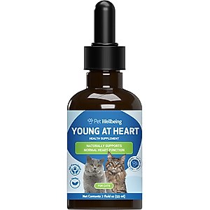 Pet Wellbeing Young at Heart Bacon Flavored Liquid Heart Supplement for Cats, 2-fl oz bottle