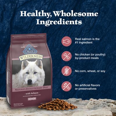 Show full view: Blue Buffalo Wilderness Senior High-Protein Salmon Recipe Dry Dog Food, 24-lb bag slide 7 of 11