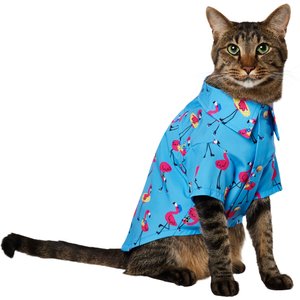 Frisco Summer Flamingo Dog & Cat Polo Camp Shirt, X-Small