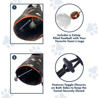 Show full view: Pets First Texas Longhorns Cat Tunnel Toy with Catnip slide 6 of 9