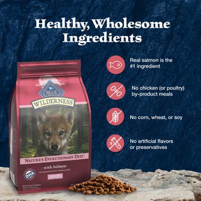 Show full view: Blue Buffalo Wilderness Puppy High-Protein Salmon Recipe Natural Dry Dog Food, 24-lb bag slide 7 of 11