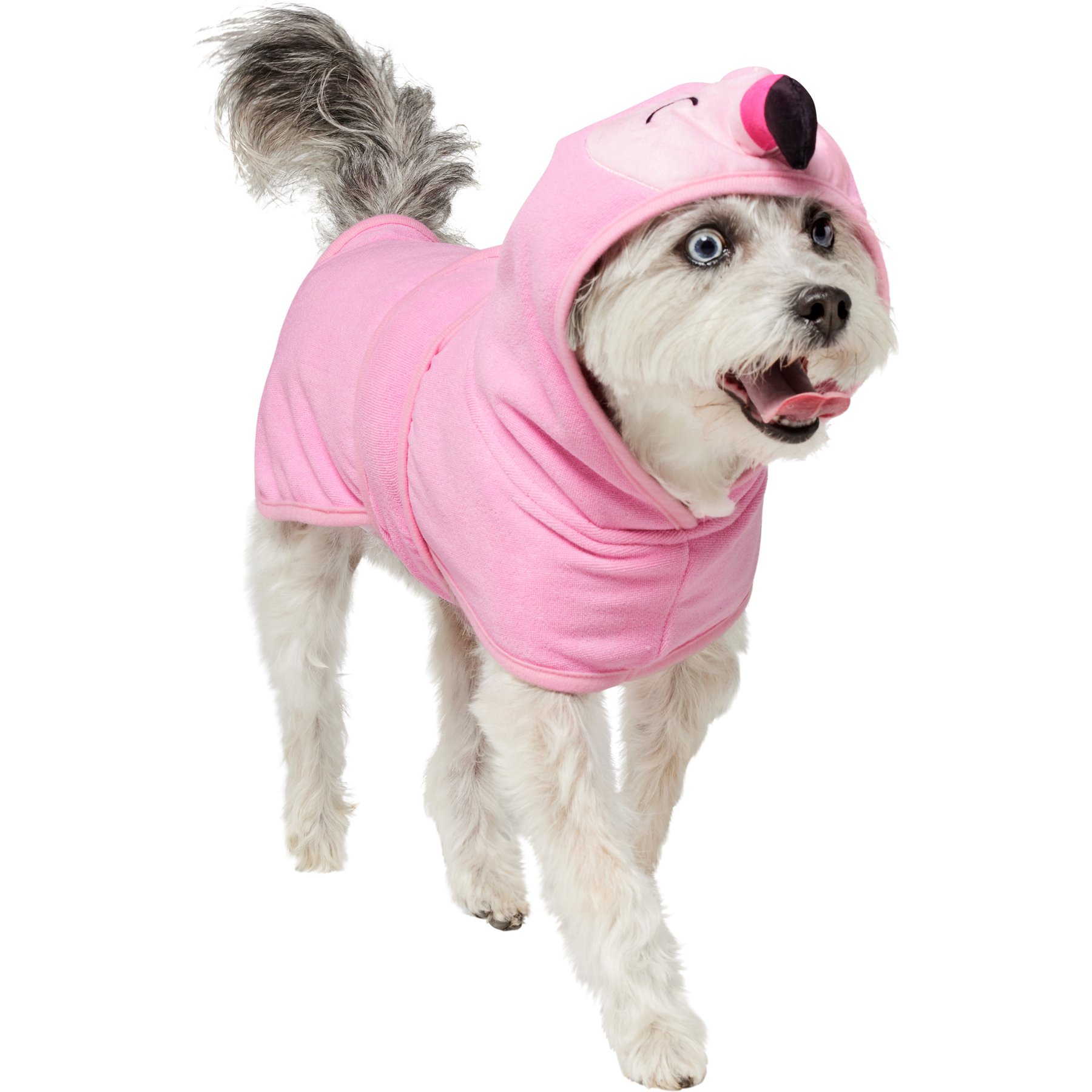 Frisco Summer Flamingo Dog & Cat Bathrobe, Medium