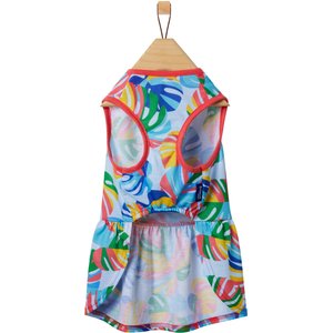 Frisco Ruffle Hem Dog & Cat Dress, Tropical Palms, Small