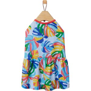 Frisco Ruffle Hem Dog & Cat Dress, Tropical Palms, Small